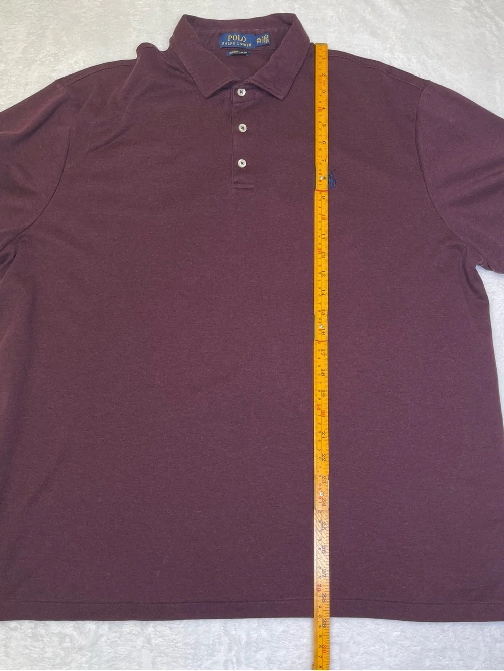 Ralph Lauren Men’s XXL Custom Slim Fit Polo Shirt Deep Burgundy Navy Pony